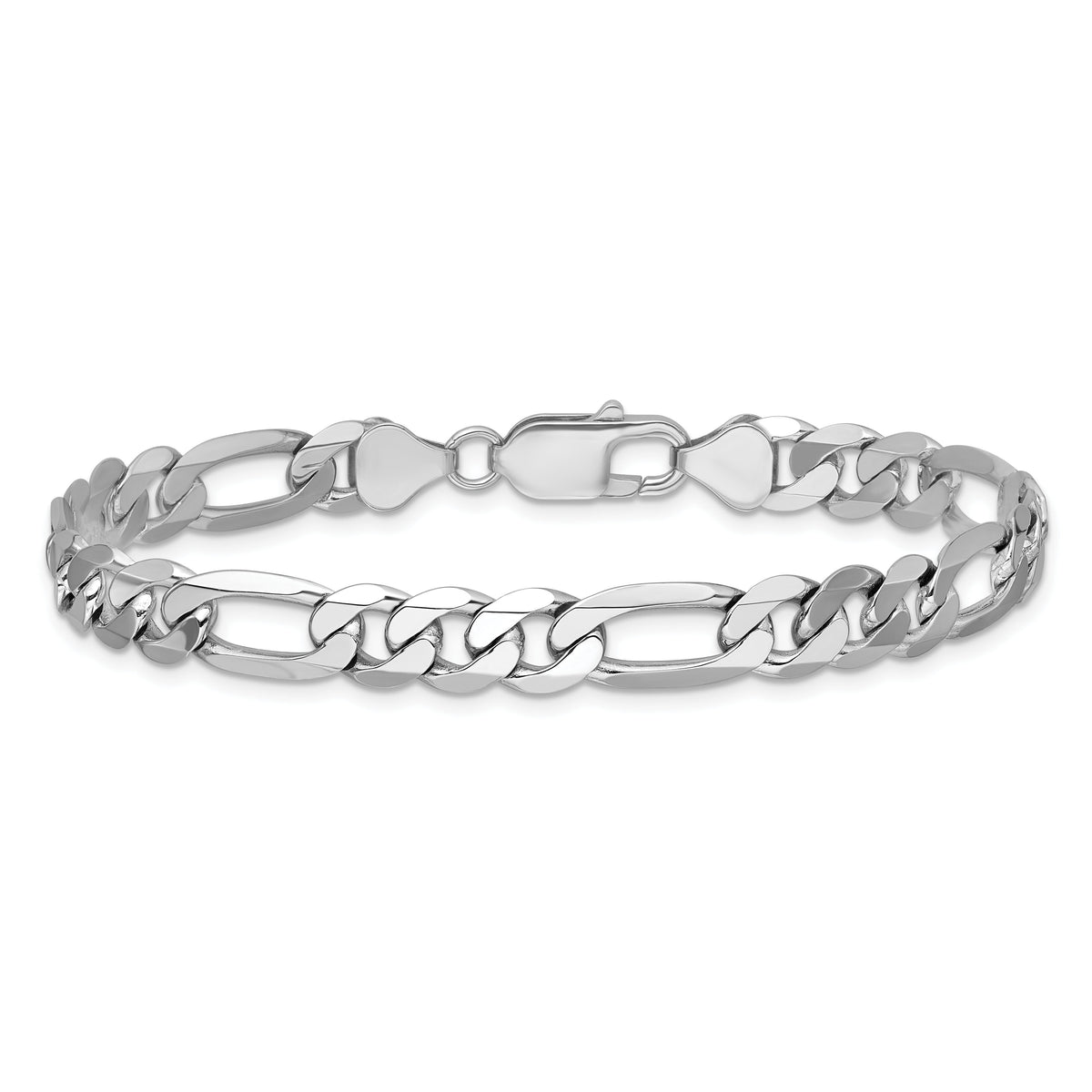 14k White Gold 7.5mm Flat Figaro Chain-WFIG200-8