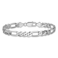 14k White Gold 7.5mm Flat Figaro Chain-WFIG200-8