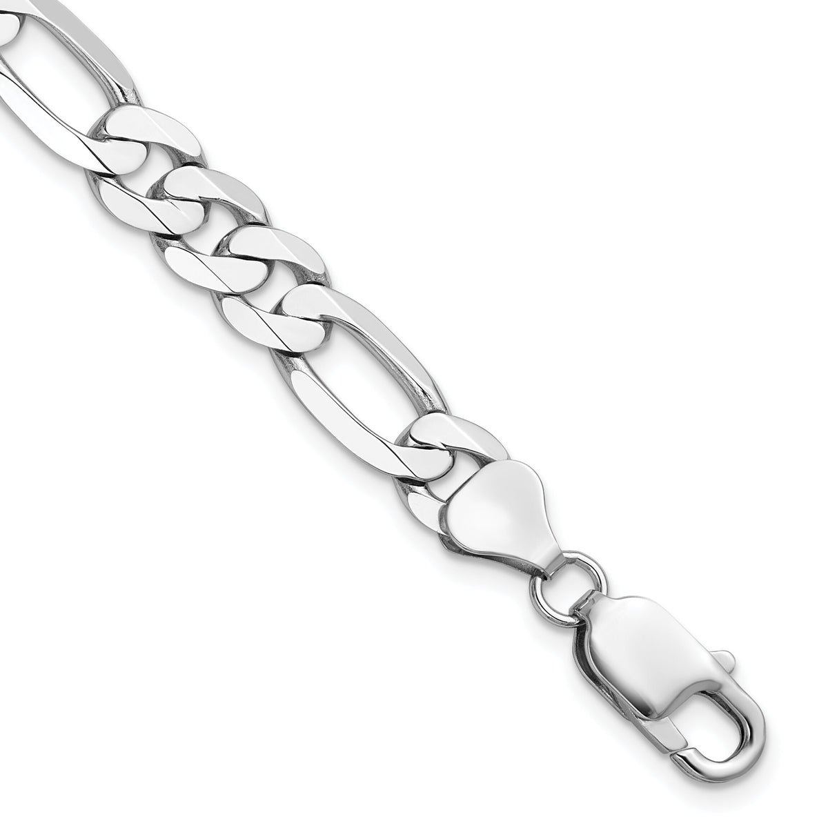 14k White Gold 7.5mm Flat Figaro Chain-WFIG200-8