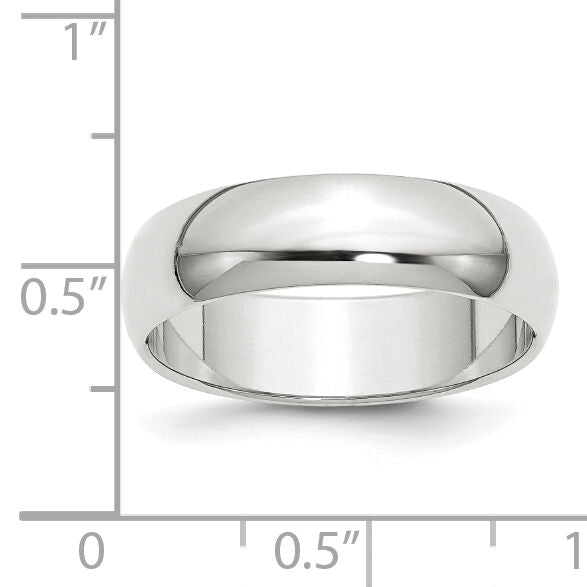 14KW 6mm Half-Round Wedding Band-WHR060