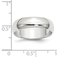 14KW 6mm Half-Round Wedding Band-WHR060