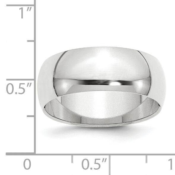 14KW 8mm Half-Round Wedding Band-WHR080