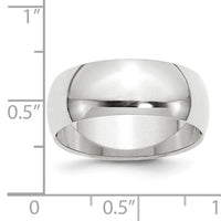 14KW 8mm Half-Round Wedding Band-WHR080