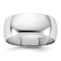 14KW 8mm Half-Round Wedding Band-WHR080