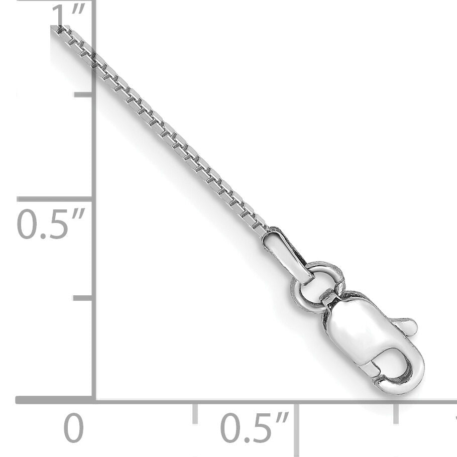 14k White Gold .90mm Box Chain Anklet-WLB-9