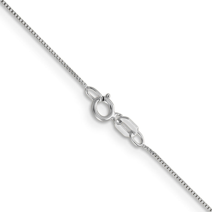 14k White Gold .5mm Box with Spring Ring Clasp Chain-WLB040-30