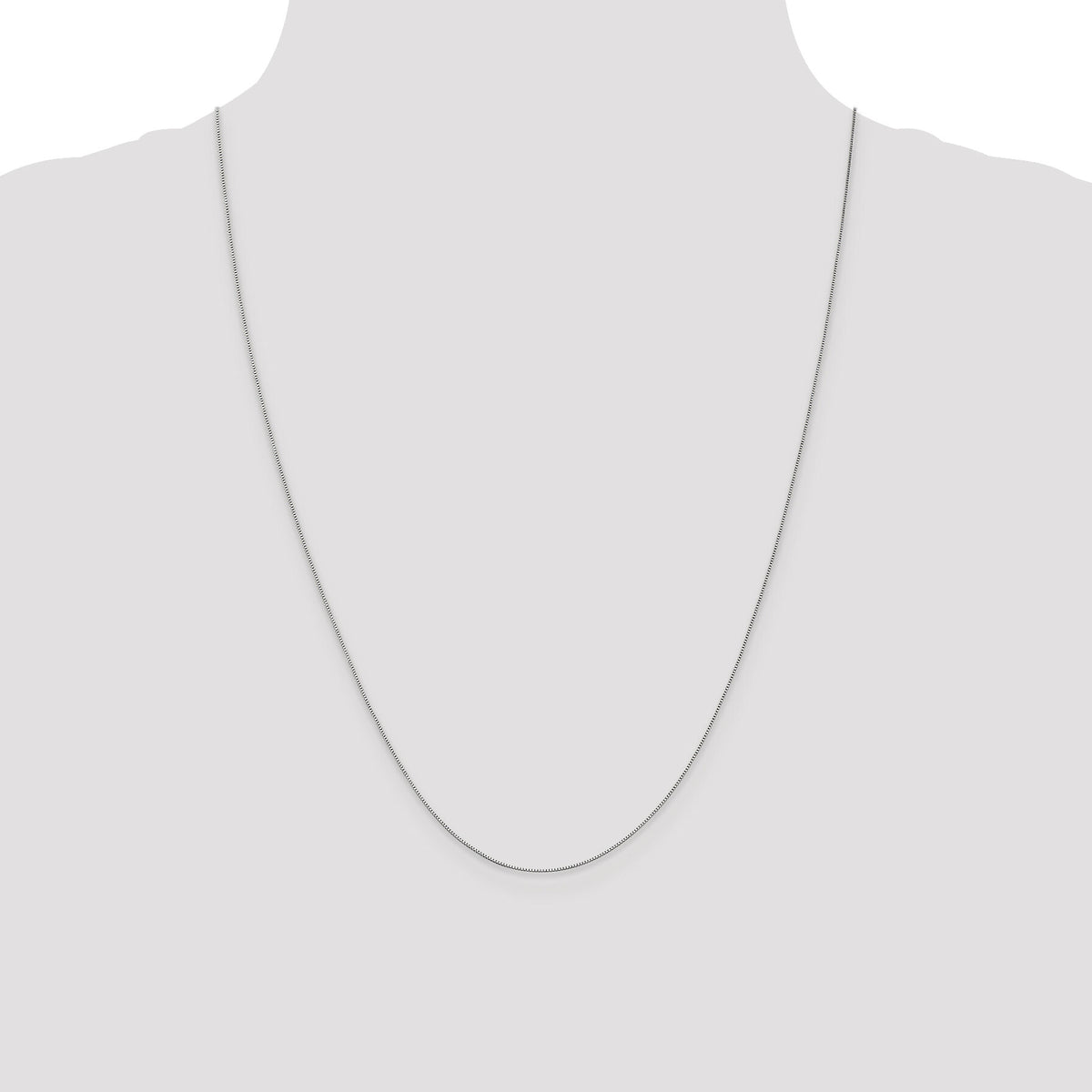 14k White Gold .5mm Box with Spring Ring Clasp Chain-WLB040-24