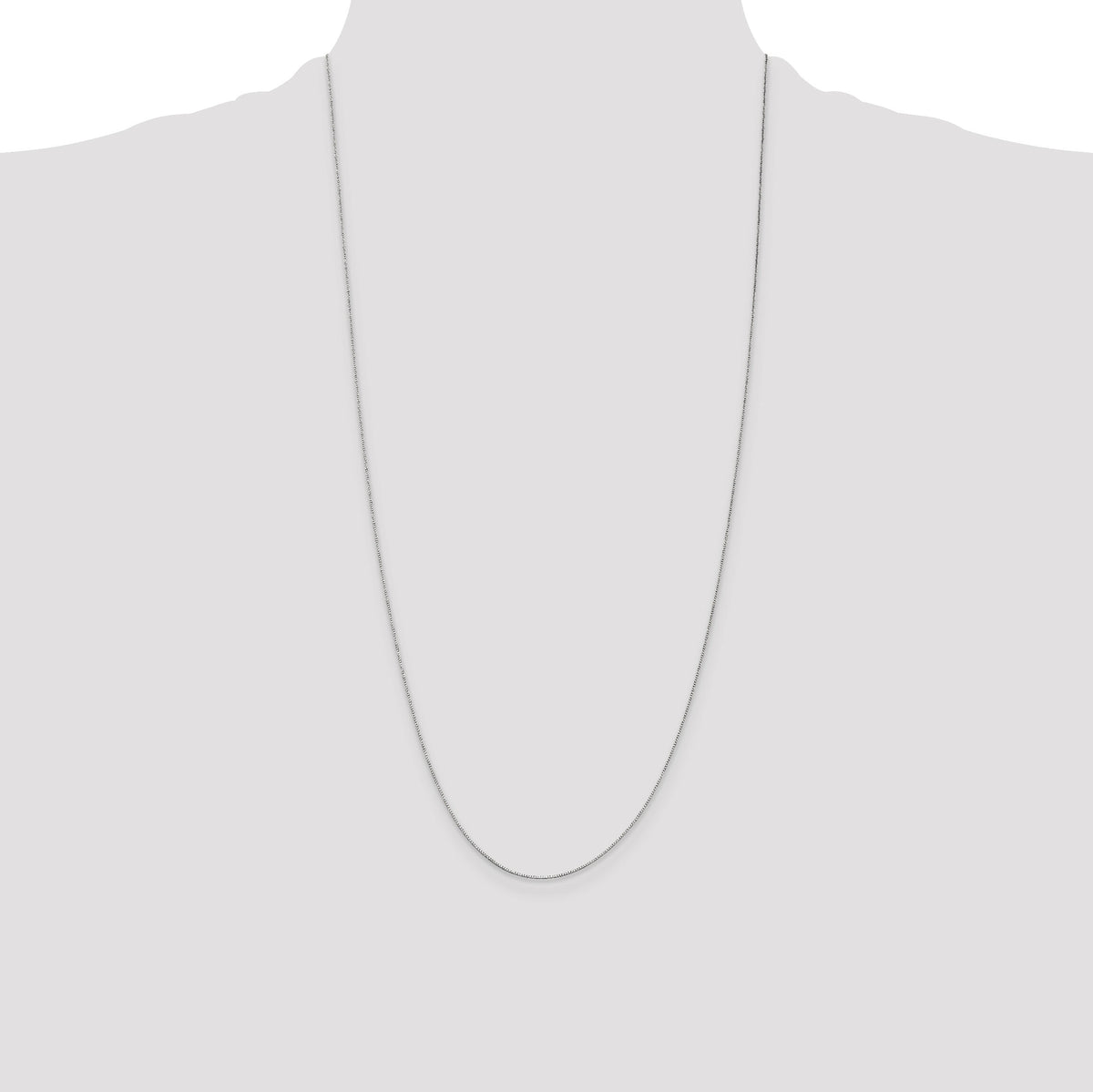 14k White Gold .5mm Box with Spring Ring Clasp Chain-WLB040-28