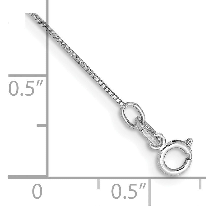 14k White Gold .5mm Box with Spring Ring Clasp Chain Anklet-WLB040-10