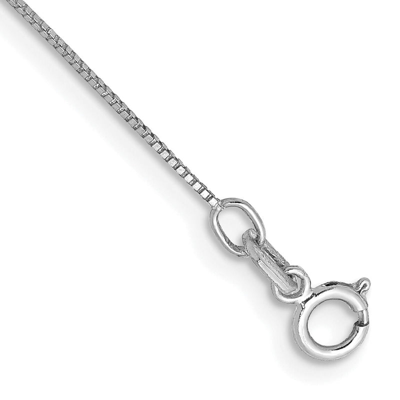14k White Gold .5mm Box with Spring Ring Clasp Chain Anklet-WLB040-10
