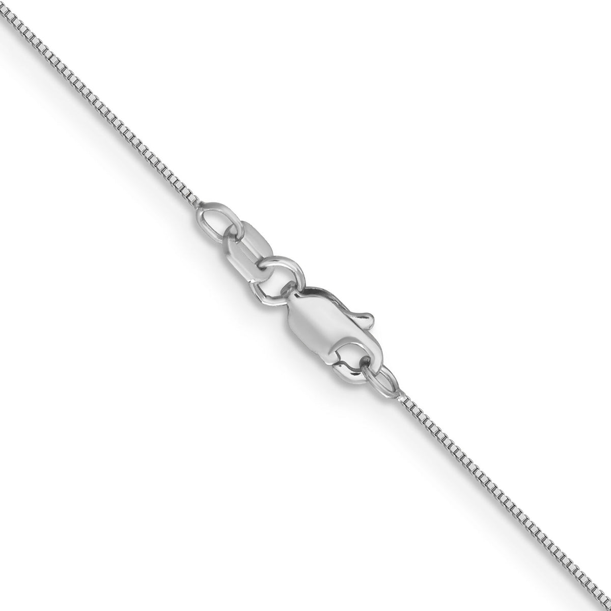 14k White Gold .5mm Box with Lobster Clasp Chain-WLB040L-28