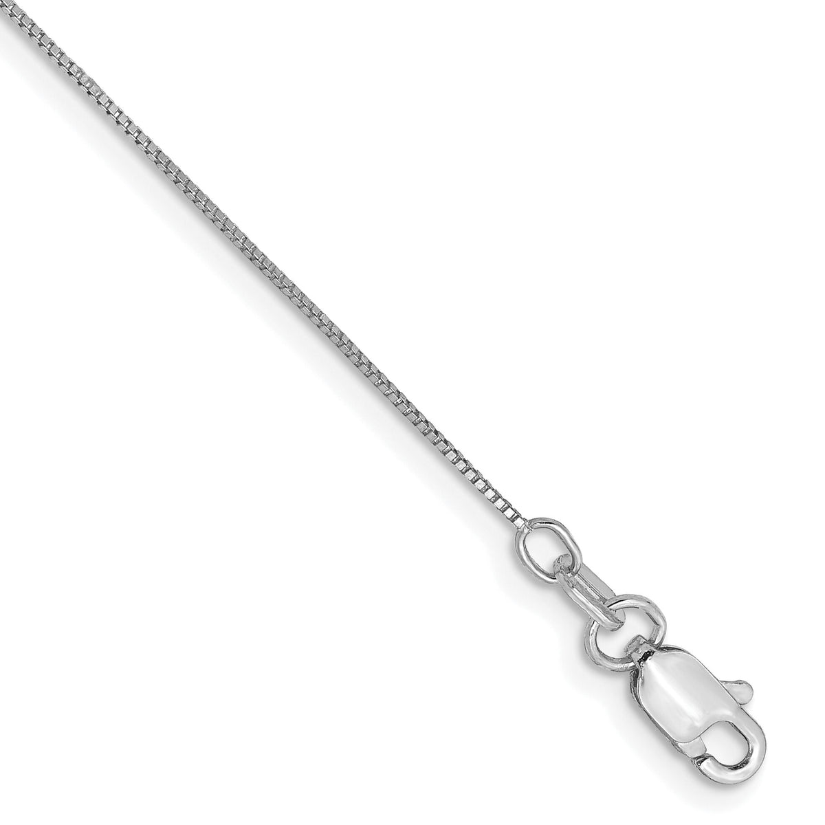 14k White Gold .5mm Box with Lobster Clasp Chain Anklet-WLB040L-10