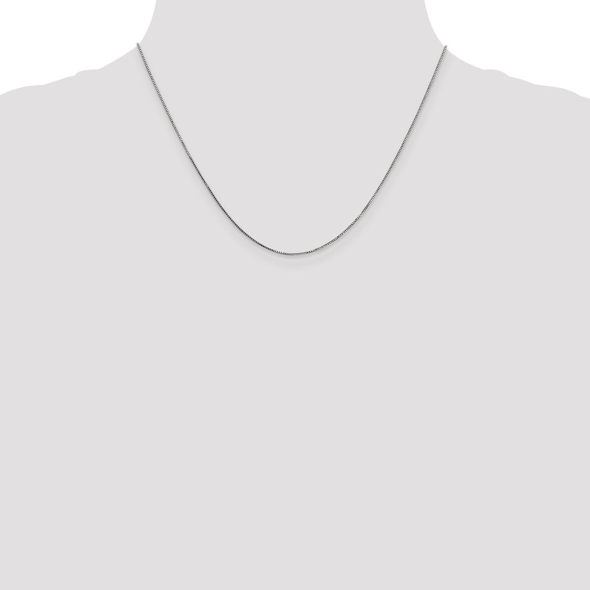 14k White Gold .7mm Box with Spring Ring Clasp Chain-WLB050-18