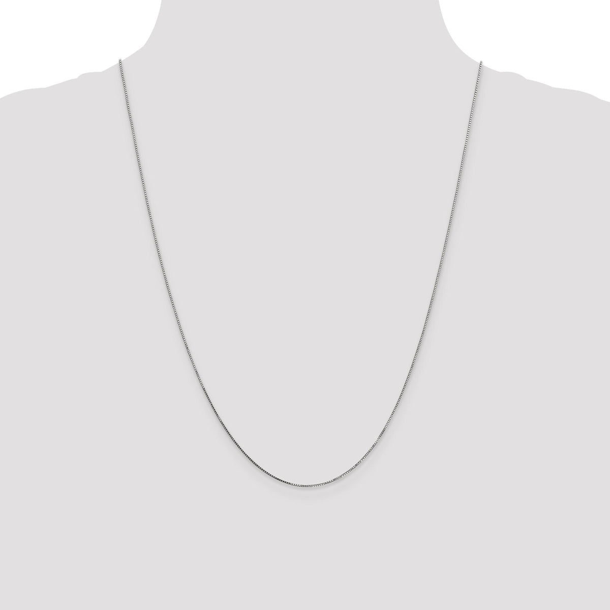 14k White Gold .7mm Box with Spring Ring Clasp Chain-WLB050-24