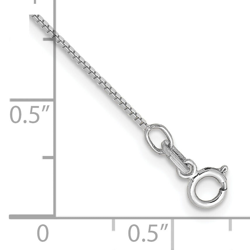 14k White Gold .7mm Box with Spring Ring Clasp Chain Anklet-WLB050-10