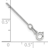 14k White Gold .7mm Box with Spring Ring Clasp Chain Anklet-WLB050-10