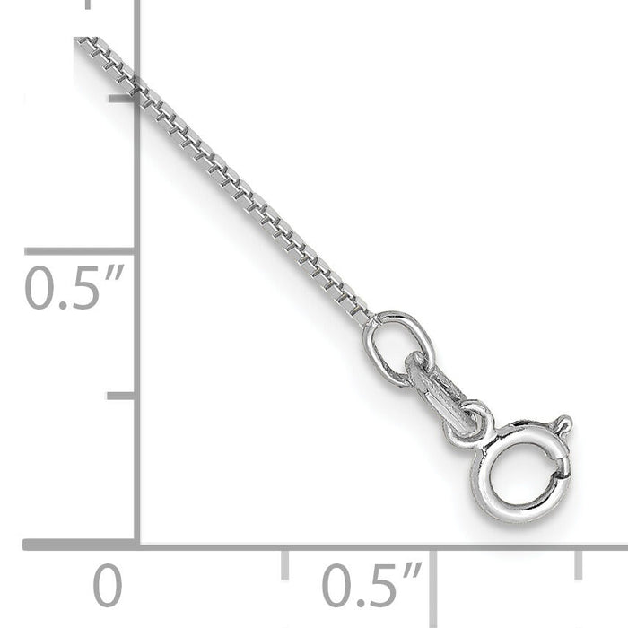 14k White Gold .7mm Box with Spring Ring Clasp Chain Anklet-WLB050-10