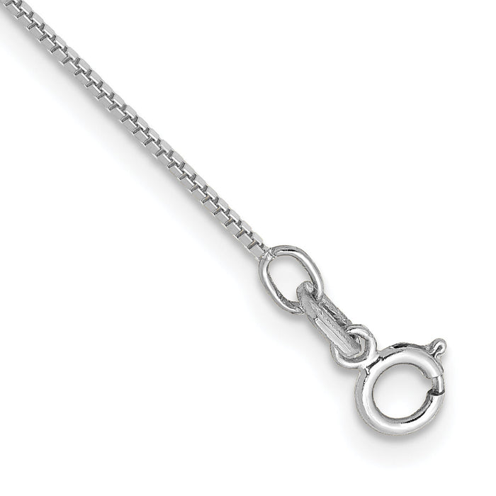 14k White Gold .7mm Box with Spring Ring Clasp Chain Anklet-WLB050-10