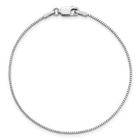 14k White Gold .95mm Box Chain Anklet-WLB095-9