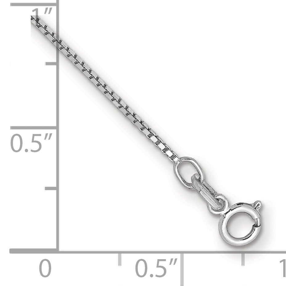 14k White Gold .9mm Box with Spring Ring Clasp Chain-WLBS-7