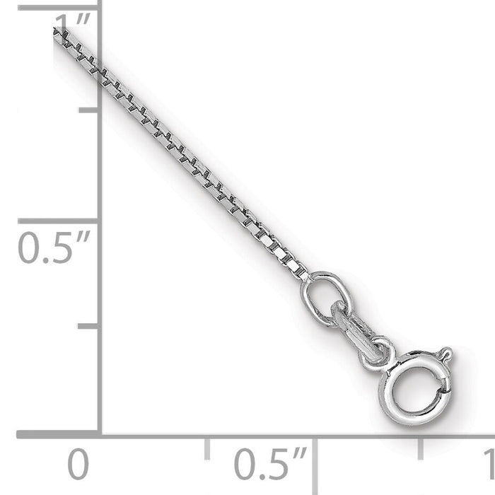 14k White Gold .9mm Box with Spring Ring Clasp Chain-WLBS-7