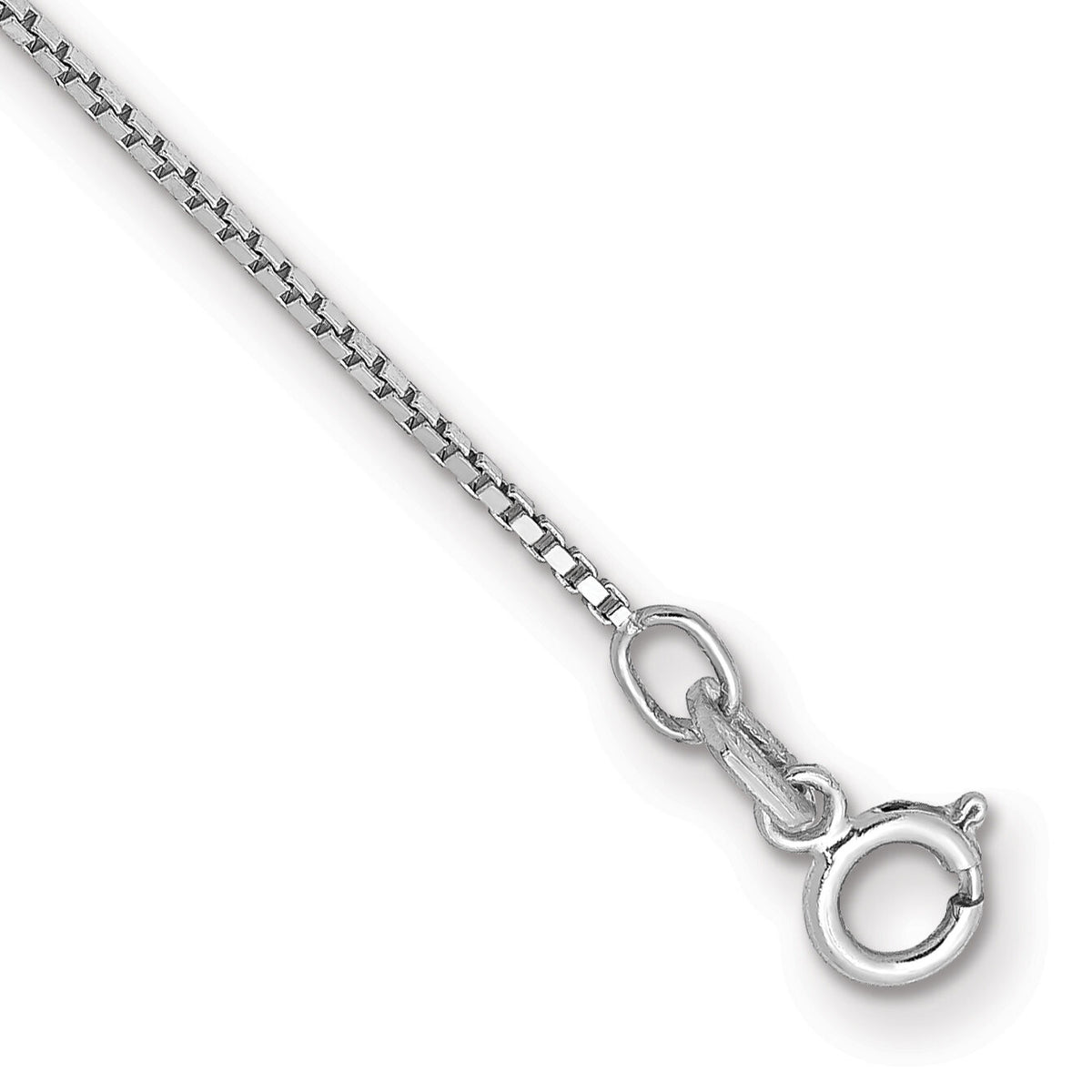 14k White Gold .9mm Box with Spring Ring Clasp Chain-WLBS-7