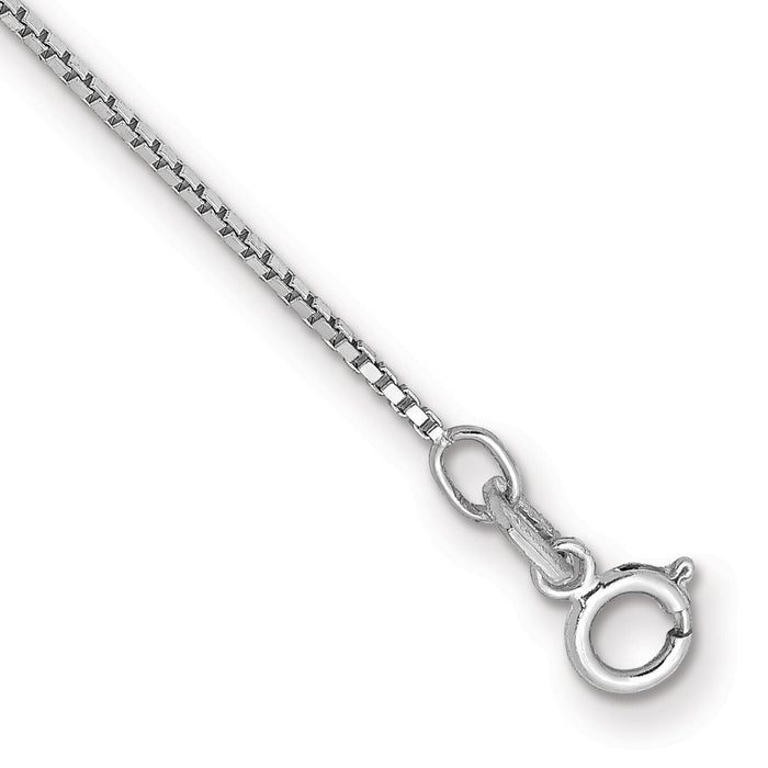 14k White Gold .9mm Box with Spring Ring Clasp Chain-WLBS-7