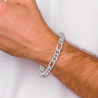14k WG 7mm Hand-Polished Figaro Link Bracelet-WLK107-8