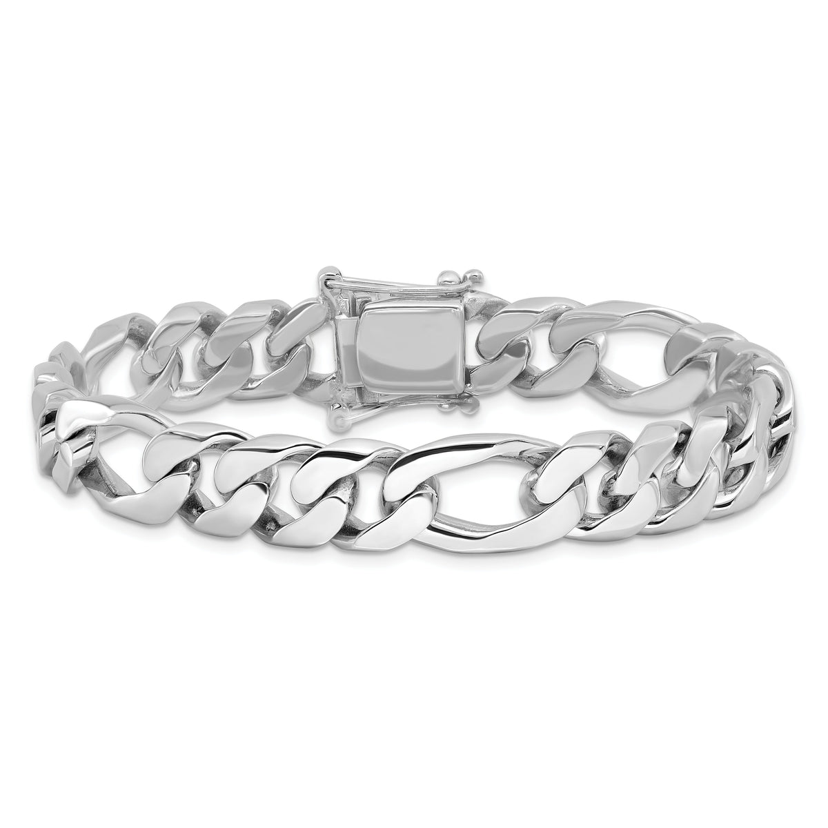 14K White Gold 10mm Hand-Polished Figaro Link Chain-WLK110-8