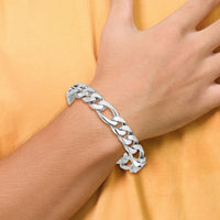 14K White Gold 10mm Hand-Polished Figaro Link Chain-WLK110-8