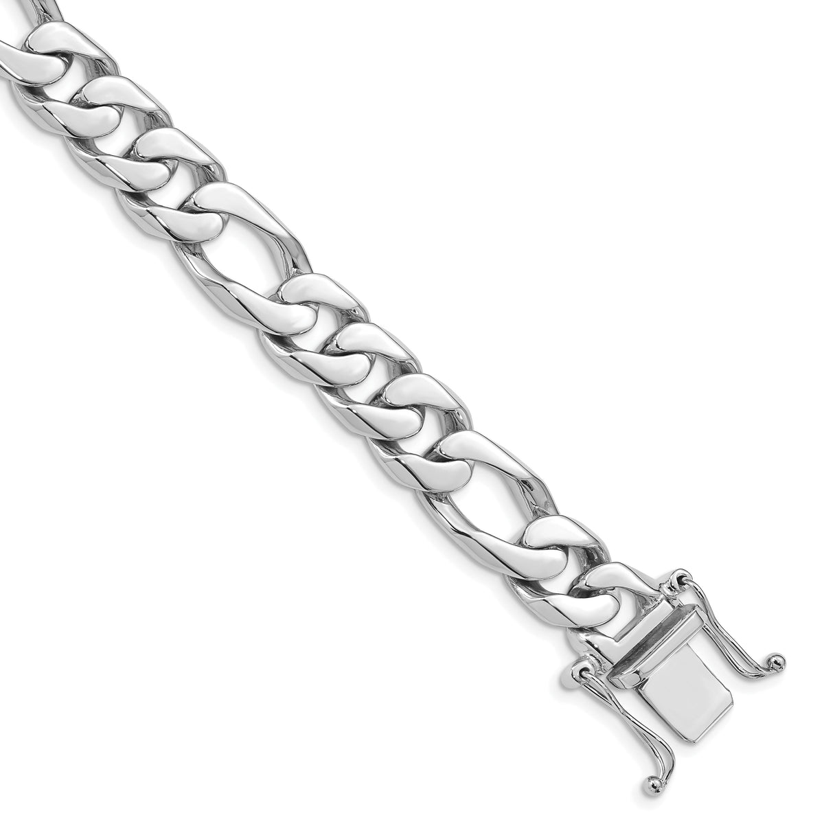 14K White Gold 10mm Hand-Polished Figaro Link Chain-WLK110-8