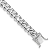 14k White Gold 9.6mm Hand-polished Rounded Curb Link Bracelet-WLK126-8