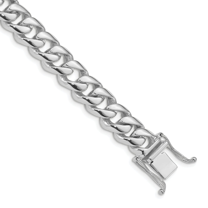 14k White Gold 9.6mm Hand-polished Rounded Curb Link Bracelet-WLK126-8