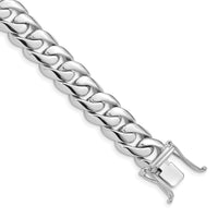 14k White Gold 10.8mm Hand-polished Rounded Curb Link Bracelet-WLK127-8