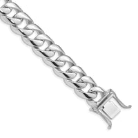 14k White Gold 13.4mm Hand-polished Rounded Curb Link Bracelet-WLK128-8