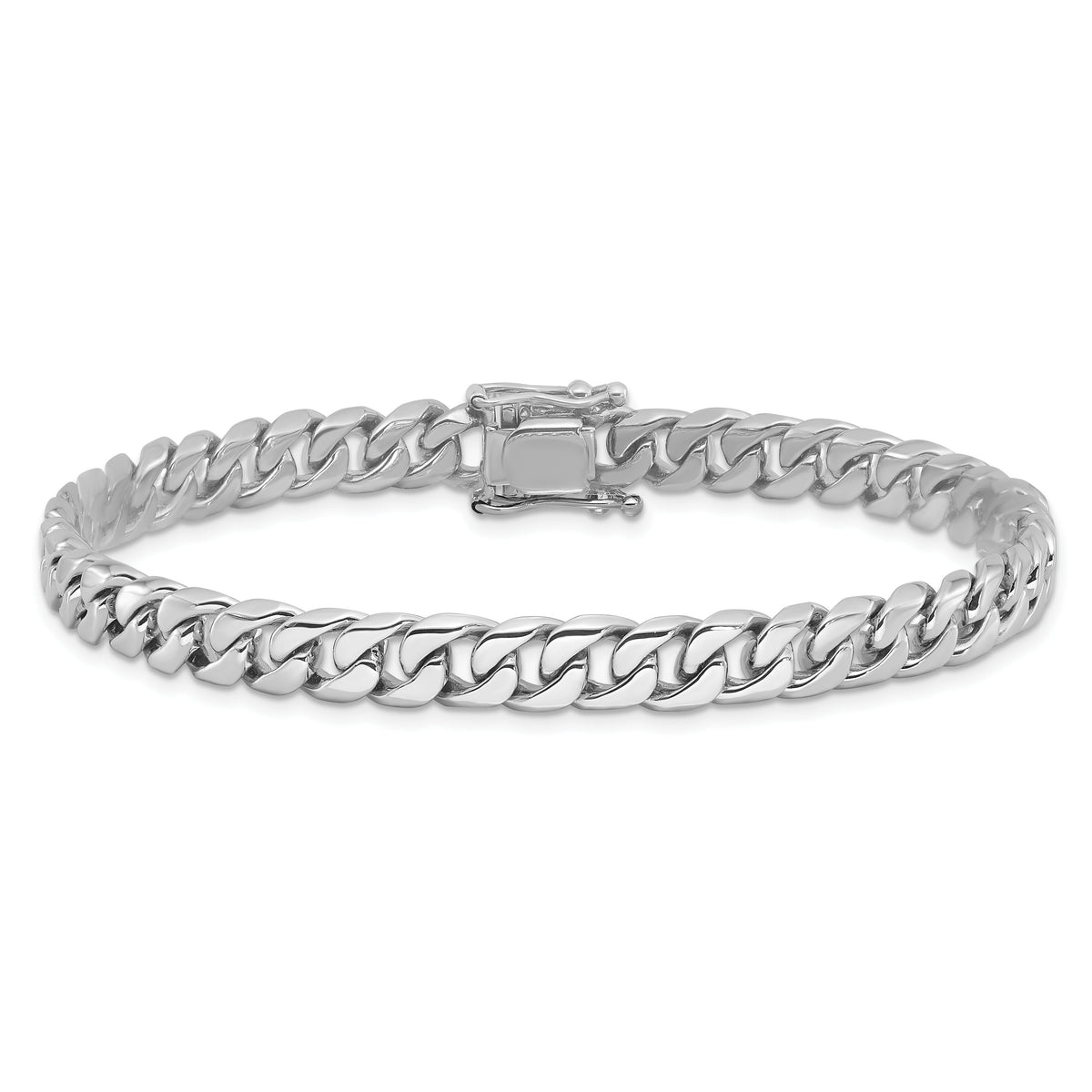 14k WG 6.8mm Hand-polished Flat Beveled Curb Link Bracelet-WLK131-8