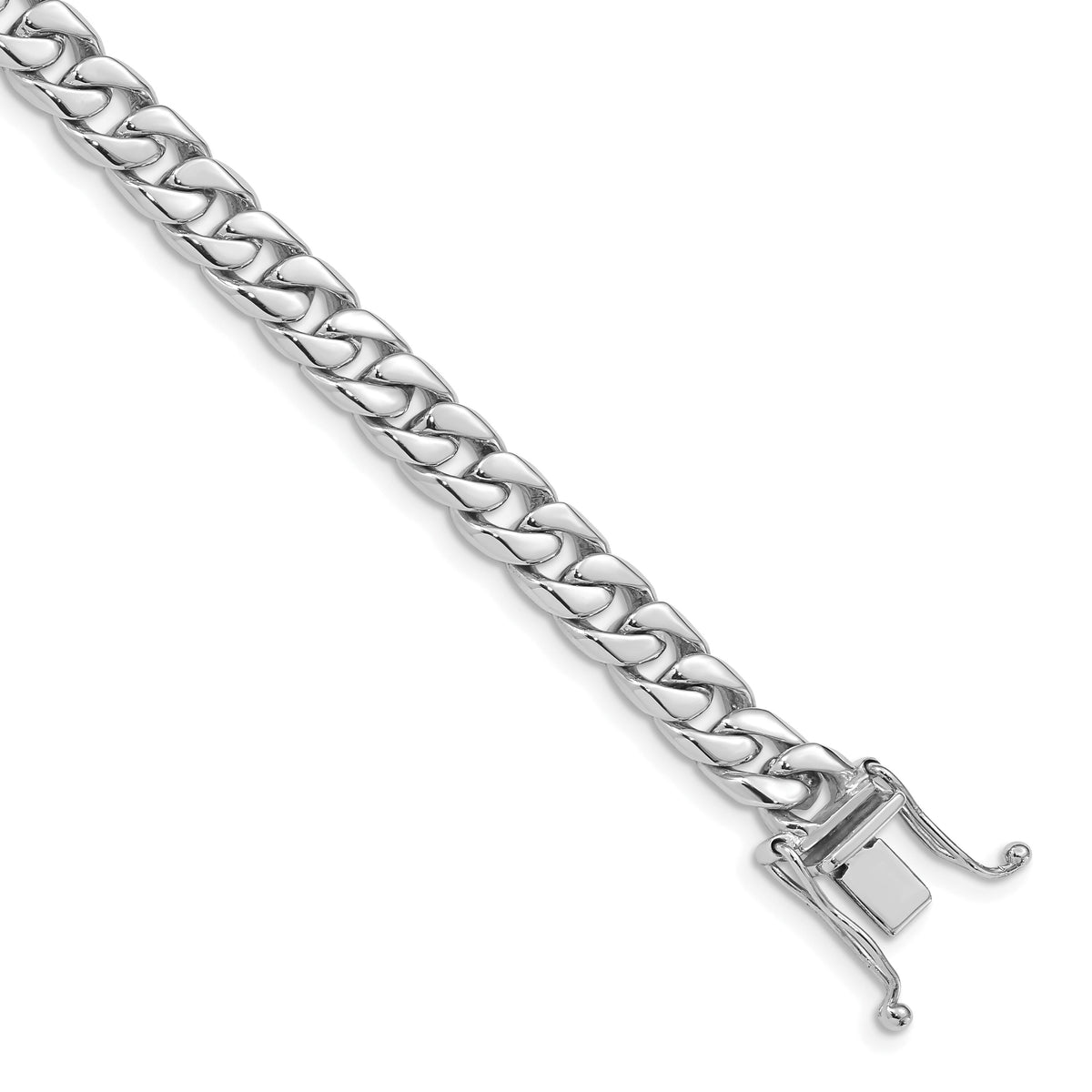 14k WG 6.8mm Hand-polished Flat Beveled Curb Link Bracelet-WLK131-8