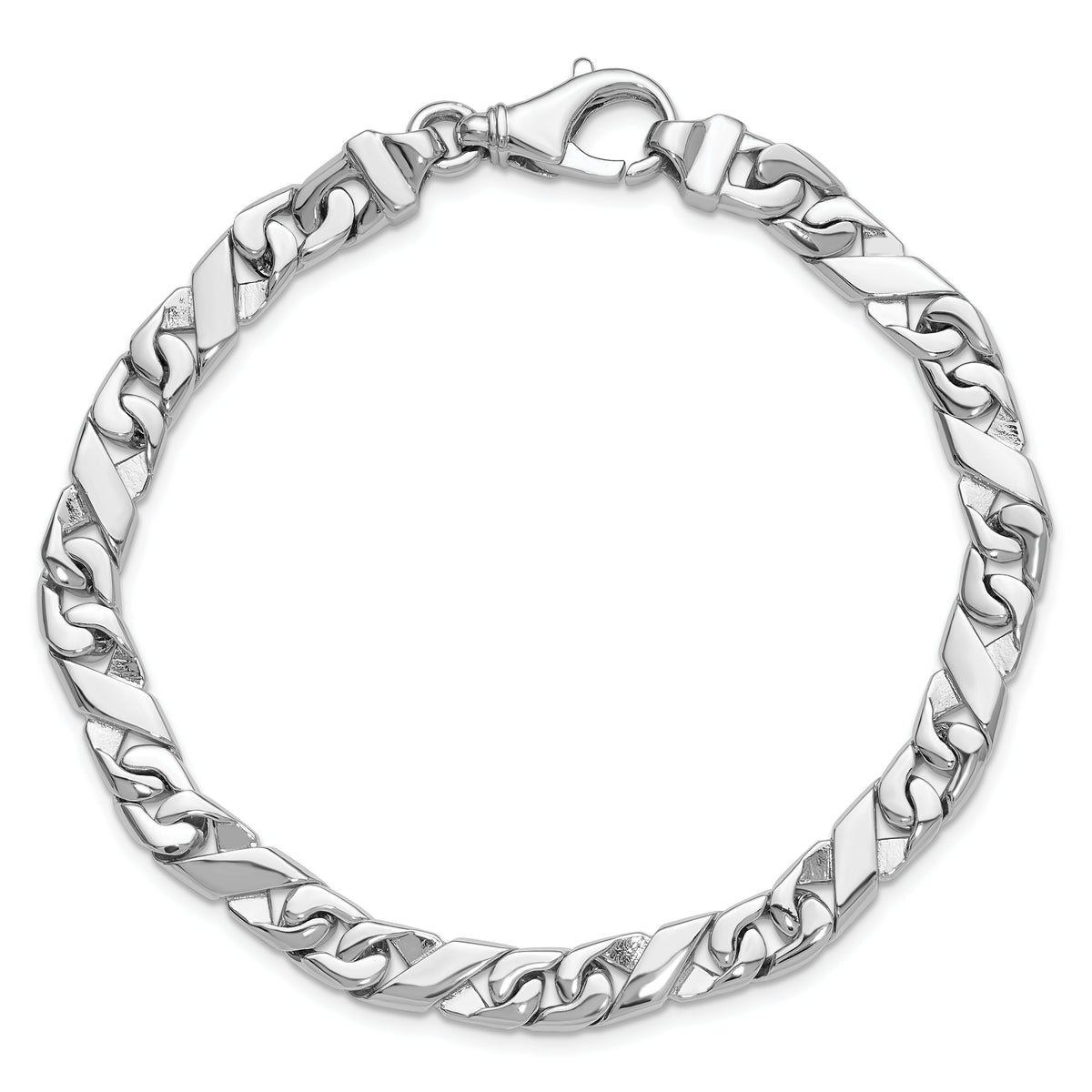 14K White Gold 6.7mm Hand-Polished Fancy Link Bracelet-WLK165-8