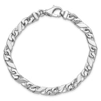 14K White Gold 6.7mm Hand-Polished Fancy Link Bracelet-WLK165-8