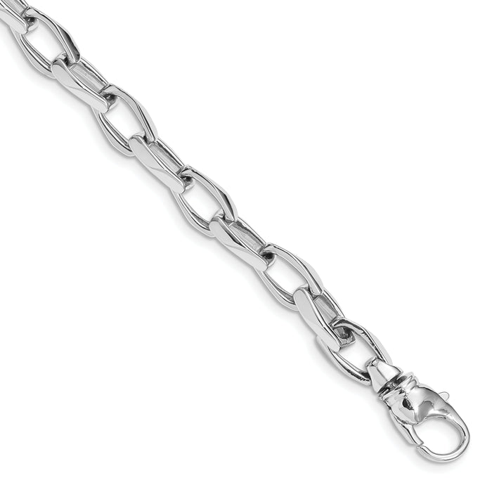 14K White Gold 6.8mm Hand-polished Fancy Link Bracelet-WLK309-8