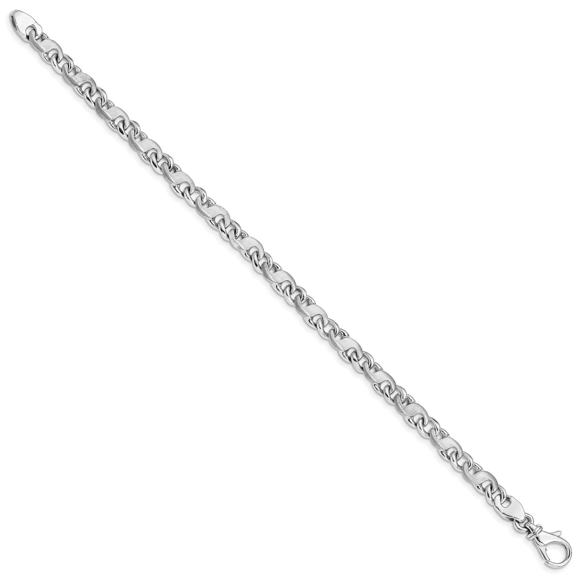 14k White Gold 5.4mm Hand-polished and Satin Link Bracelet-WLK400-7