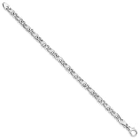 14k White Gold 5.4mm Hand-polished and Satin Link Bracelet-WLK400-7
