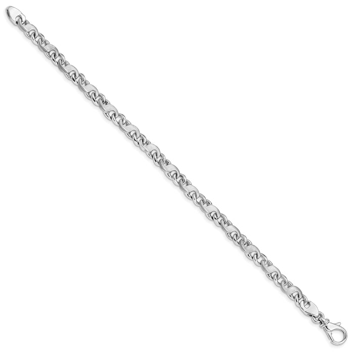 14k White Gold 5.4mm Hand-polished and Satin Link Bracelet-WLK400-7