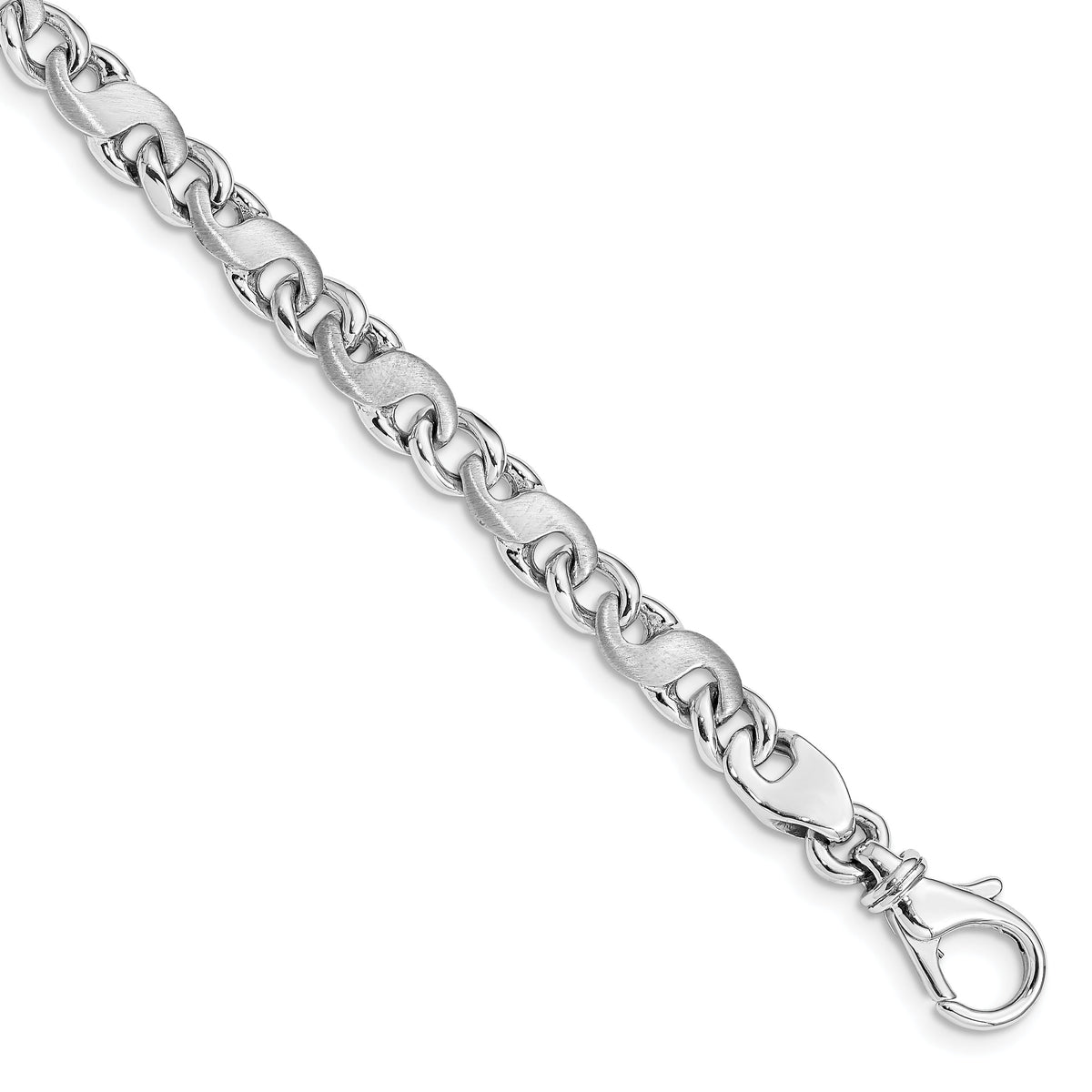 14k White Gold 5.4mm Hand-polished and Satin Link Bracelet-WLK400-7