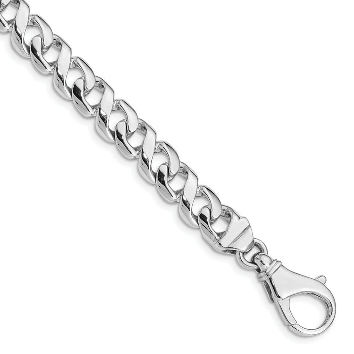 14k White Gold 8.75mm Hand-polished Fancy Link Bracelet-WLK404-8.75