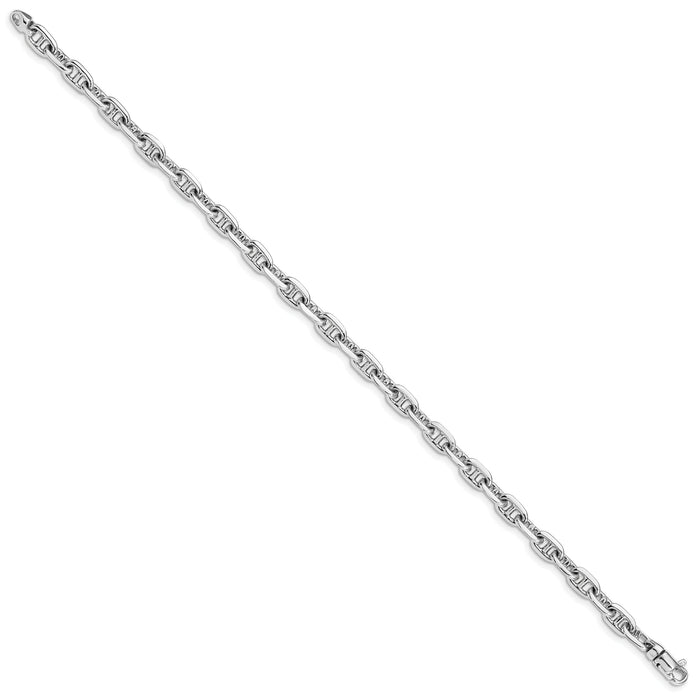 14k White Gold 5.1mm Hand-polished Fancy Link Bracelet-WLK441-8.5