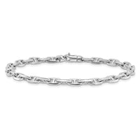 14k White Gold 5.1mm Hand-polished Fancy Link Bracelet-WLK441-8.5