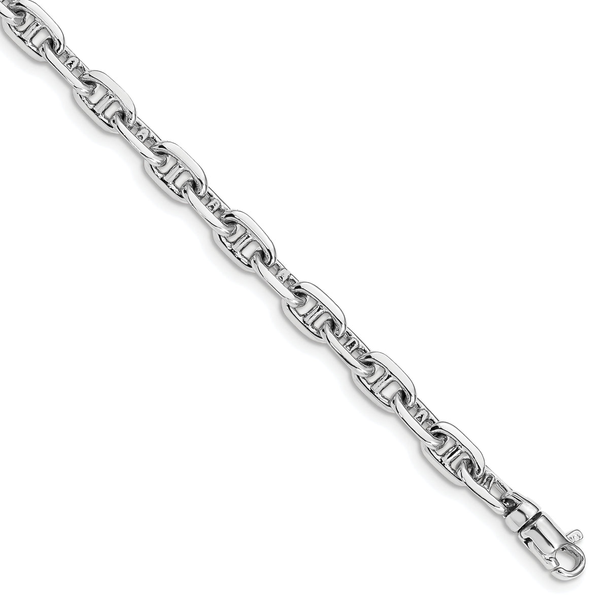 14k White Gold 5.1mm Hand-polished Fancy Link Bracelet-WLK441-8.5