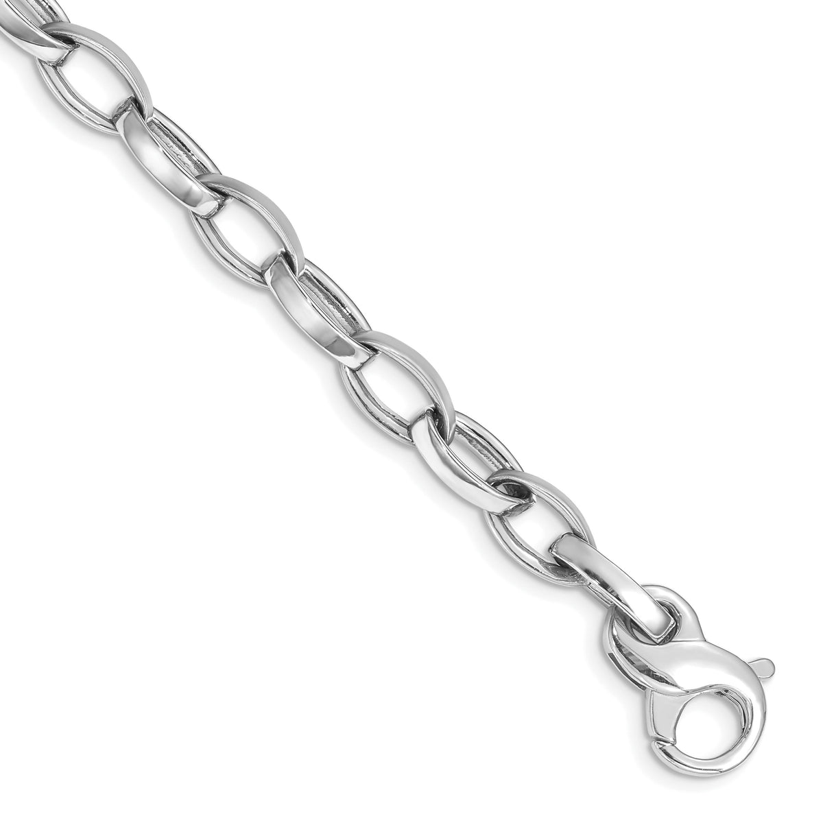 14k WG 6.6mm Hand Polished Fancy Link Bracelet-WLK564-8.5