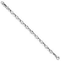 14k White Gold 7.2mm Hand-polished Fancy Link Bracelet-WLK609-8.25